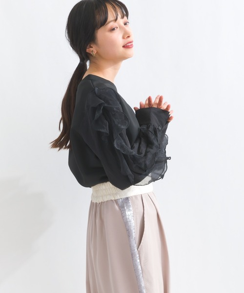 terrace(テラス)の「フリルスリーブプルオーバー(Tシャツ/カットソー・レディース・グレー/ブラック/オフホワイト・MEDIUM)」の10枚目の写真
