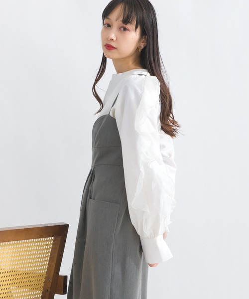 terrace(テラス)の「フリルスリーブプルオーバー(Tシャツ/カットソー・レディース・グレー/ブラック/オフホワイト・MEDIUM)」の14枚目の写真