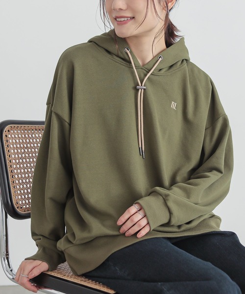 n'OrLABEL（ノアールレーベル）の「『ロゴ刺繍デザインフーディー』（パーカー・レディース・ブラック/ベージュ/ライトグレー/カーキ・FREE）」の5枚目の写真