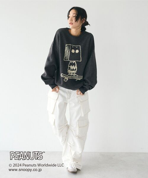 CRAFT STANDARD BOUTIQUE（クラフトスタンダードブティック）の「【PEANUTS】クルーネックニット（ニット/セーター・レディース・マスタード/アイボリー/ブラック・M/XL/L）」の12枚目の写真