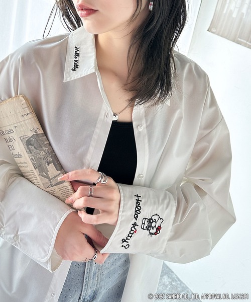 sanrio(サンリオ)の「【Sanrio characters/サンリオキャラクターズ】可愛さ100%!ランダム刺繍ストライプシャツ(長袖)(シャツ/ブラウス・レディース・ブルー系/ブラック系/オフホワイト・LARGE/X-LARGE/SMALL/MEDIUM)」の10枚目の写真