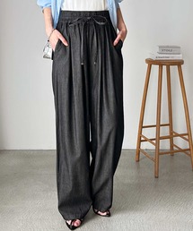 GeeRA | きれいめにもカジュアルにも!ダブルタックワイドデニムイージーパンツ(デニムパンツ)