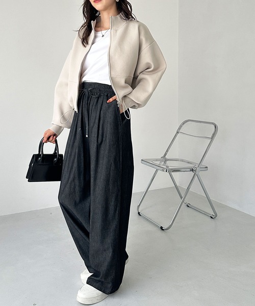 GeeRA（ジーラ）の「【S-XLサイズ展開】きれいめにもカジュアルにも！2タックワイドデニムイージーパンツ（デニムパンツ・レディース・ネイビー/サックスブルー/ブラック・XX-LARGE/LARGE/X-LARGE/MEDIUM/SMALL）」の18枚目の写真