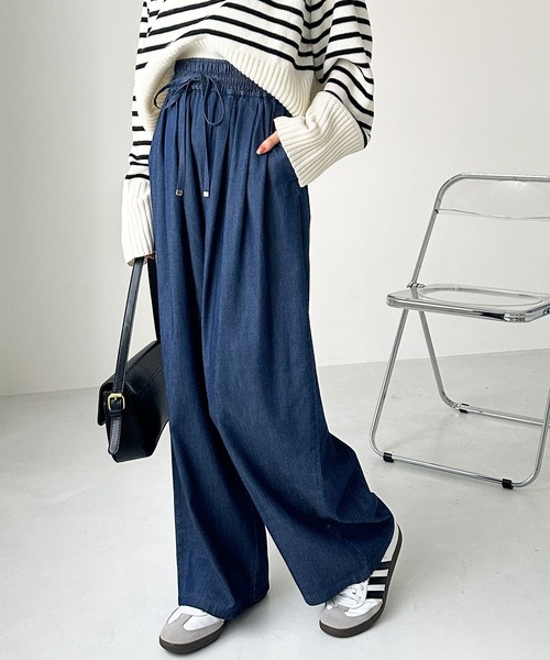 GeeRA（ジーラ）の「【S-XLサイズ展開】きれいめにもカジュアルにも！2タックワイドデニムイージーパンツ（デニムパンツ・レディース・ネイビー/サックスブルー/ブラック・XX-LARGE/LARGE/X-LARGE/MEDIUM/SMALL）」の19枚目の写真