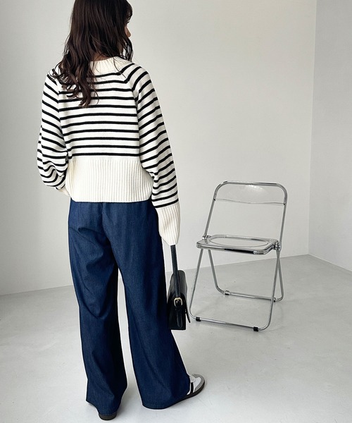 GeeRA（ジーラ）の「【S-XLサイズ展開】きれいめにもカジュアルにも！2タックワイドデニムイージーパンツ（デニムパンツ・レディース・ネイビー/サックスブルー/ブラック・XX-LARGE/LARGE/X-LARGE/MEDIUM/SMALL）」の22枚目の写真