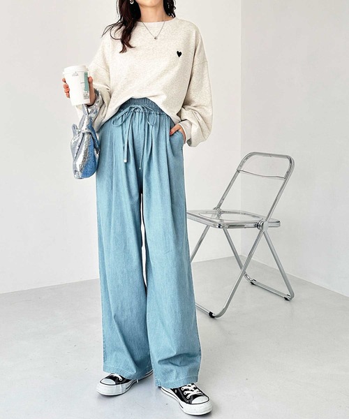 GeeRA（ジーラ）の「【S-XLサイズ展開】きれいめにもカジュアルにも！2タックワイドデニムイージーパンツ（デニムパンツ・レディース・ネイビー/サックスブルー/ブラック・XX-LARGE/LARGE/X-LARGE/MEDIUM/SMALL）」の14枚目の写真