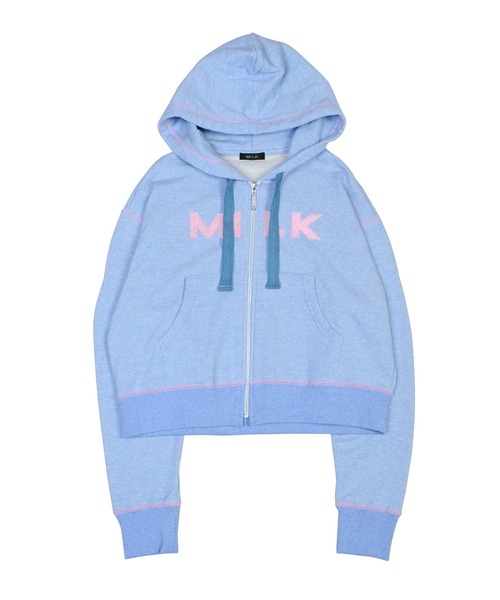 美品 milk ロゴ パーカー フーディー ネイビー S ビーズ ロゴ パーカー（パーカー）｜MILK（ミルク）の