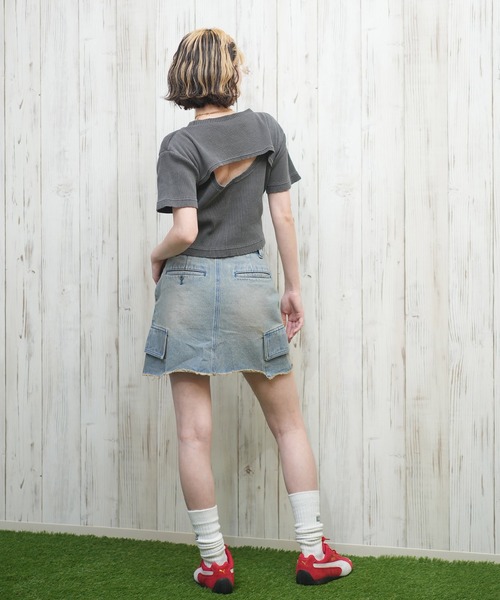 新品タグ付　Lee Dickies コラボ サーキュラースカート　デニム 美品】Lee Dickies コラボ スカート サーキュラースカート