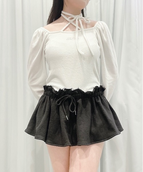 lilLilly(リルリリー)の「スウェットミニキュロットスカート(スカート・レディース・グレー/ブラック・FREE)」の19枚目の写真