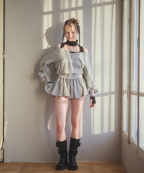 lilLilly(リルリリー)の「スウェットミニキュロットスカート(スカート・レディース・グレー/ブラック・FREE)」の21枚目の写真