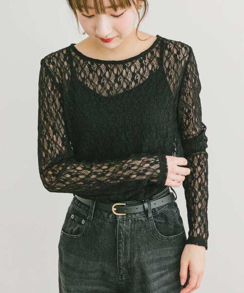 ITEMS URBANRESEARCH（アイテムズ アーバンリサーチ）の「ロングスリーブレーストップス（Tシャツ/カットソー・レディース・ホワイト/ブラック・FREE）」の3枚目の写真