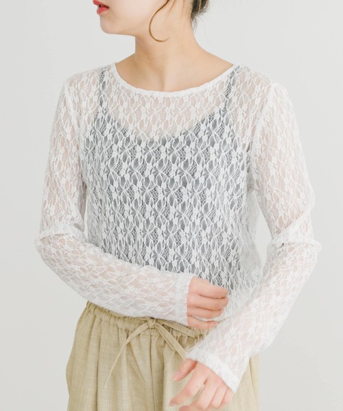 ITEMS URBANRESEARCH（アイテムズ アーバンリサーチ）の「ロングスリーブレーストップス（Tシャツ/カットソー・レディース・ホワイト/ブラック・FREE）」の4枚目の写真