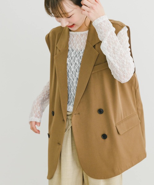 ITEMS URBANRESEARCH（アイテムズ アーバンリサーチ）の「ロングスリーブレーストップス（Tシャツ/カットソー・レディース・ホワイト/ブラック・FREE）」の6枚目の写真