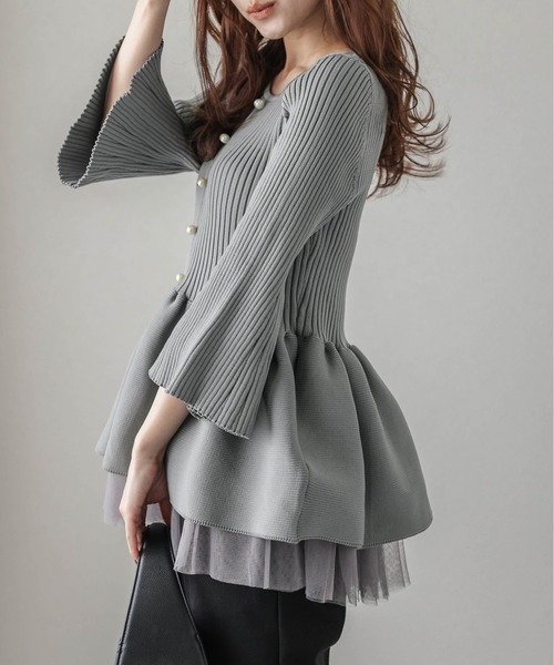 Lajour(ラジュール)の「2Wayペプラムニット(ニット/セーター・レディース・イエロー/ピンク/ネイビー/ベージュ/ブラック/モカ/グレー・フリー)」の10枚目の写真