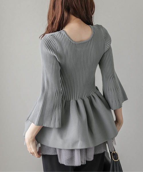 Lajour(ラジュール)の「2Wayペプラムニット(ニット/セーター・レディース・イエロー/ピンク/ネイビー/ベージュ/ブラック/モカ/グレー・フリー)」の11枚目の写真