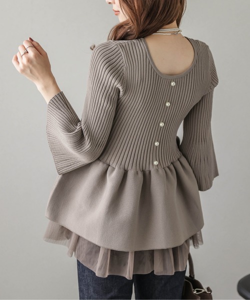 Lajour(ラジュール)の「2Wayペプラムニット(ニット/セーター・レディース・イエロー/ピンク/ネイビー/ベージュ/ブラック/モカ/グレー・フリー)」の15枚目の写真