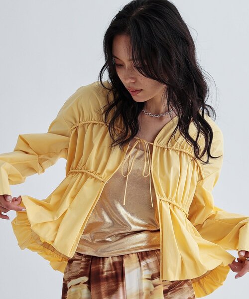 GALLEST(ギャレスト)の「シャーリングギャザーブラウス【フロントボタン/前開き】(シャツ/ブラウス・レディース・イエロー系その他/ホワイト/ベージュ/ピンク系・38)」の19枚目の写真