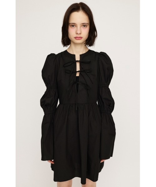 SLY(スライ)の「FRONT RIBBON PUFF SLEEVE OP フロント リボン パフスリーブ ワンピース(ワンピース・レディース・ブルー/ブラック・FREE)」の5枚目の写真