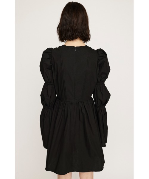 SLY(スライ)の「FRONT RIBBON PUFF SLEEVE OP フロント リボン パフスリーブ ワンピース(ワンピース・レディース・ブルー/ブラック・FREE)」の7枚目の写真