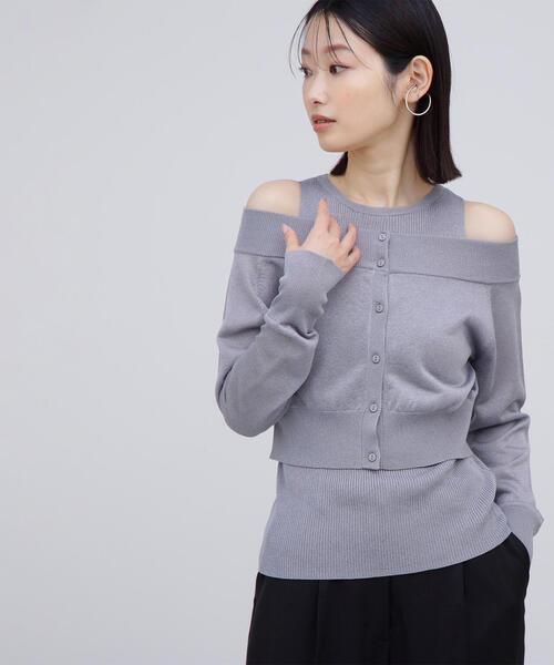 カーディガン 「BLANC」オフショルクロップドアンサンブル レディース セール】◇【BLANC】オフショルクロップドアンサンブル
