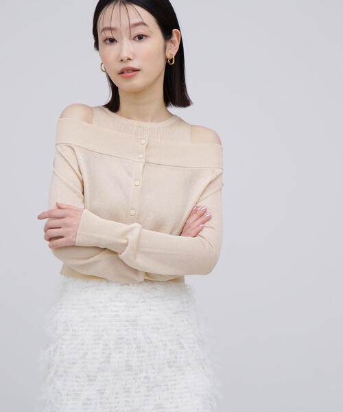 カーディガン 「BLANC」オフショルクロップドアンサンブル レディース セール】◇【BLANC】オフショルクロップドアンサンブル
