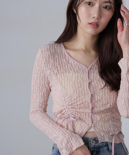 FREE'S MART（フリーズマート）の「◆シアーレースドロストカーディガン（カーディガン/ボレロ・レディース・ブルー/ブラック/ホワイト/ピンク・FREE）」の22枚目の写真