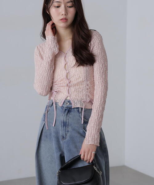 FREE'S MART（フリーズマート）の「◆シアーレースドロストカーディガン（カーディガン/ボレロ・レディース・ブルー/ブラック/ホワイト/ピンク・FREE）」の21枚目の写真