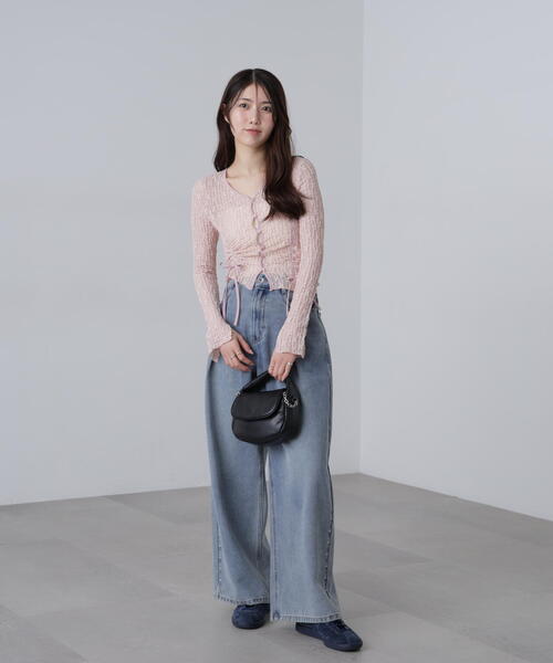 FREE'S MART（フリーズマート）の「◆シアーレースドロストカーディガン（カーディガン/ボレロ・レディース・ブルー/ブラック/ホワイト/ピンク・FREE）」の20枚目の写真