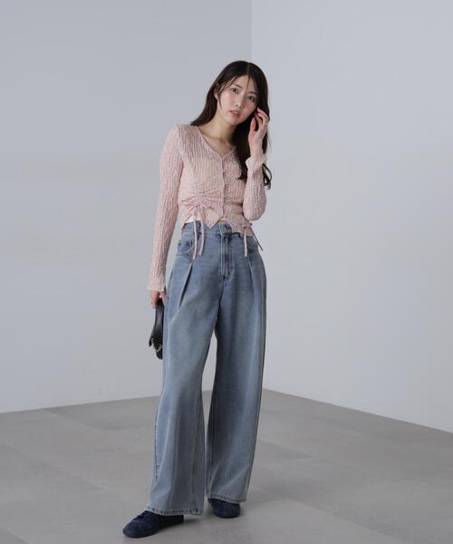 FREE'S MART（フリーズマート）の「◆シアーレースドロストカーディガン（カーディガン/ボレロ・レディース・ブルー/ブラック/ホワイト/ピンク・FREE）」の19枚目の写真