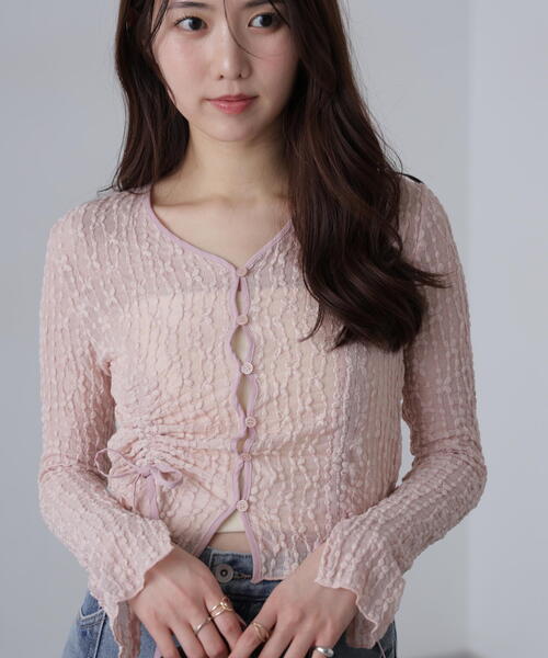 FREE'S MART（フリーズマート）の「◆シアーレースドロストカーディガン（カーディガン/ボレロ・レディース・ブルー/ブラック/ホワイト/ピンク・FREE）」の18枚目の写真