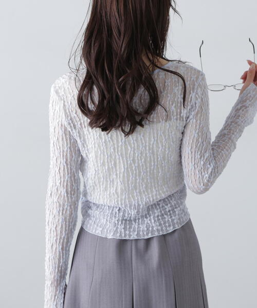 FREE'S MART（フリーズマート）の「◆シアーレースドロストカーディガン（カーディガン/ボレロ・レディース・ブルー/ブラック/ホワイト/ピンク・FREE）」の11枚目の写真