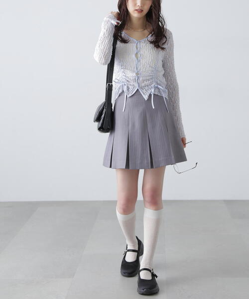 FREE'S MART（フリーズマート）の「◆シアーレースドロストカーディガン（カーディガン/ボレロ・レディース・ブルー/ブラック/ホワイト/ピンク・FREE）」の9枚目の写真