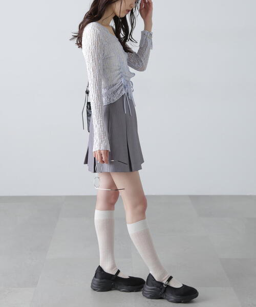 FREE'S MART（フリーズマート）の「◆シアーレースドロストカーディガン（カーディガン/ボレロ・レディース・ブルー/ブラック/ホワイト/ピンク・FREE）」の8枚目の写真