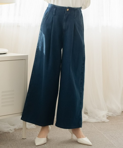 Petitjo（プッチージョ）の「小さいサイズ　綿100%ウエストタックハイウエストワイドデニムパンツ　低身長さん・小柄女性（その他パンツ・レディース・ネイビー系/ネイビー・PSS/PS/PM/PL）」の19枚目の写真