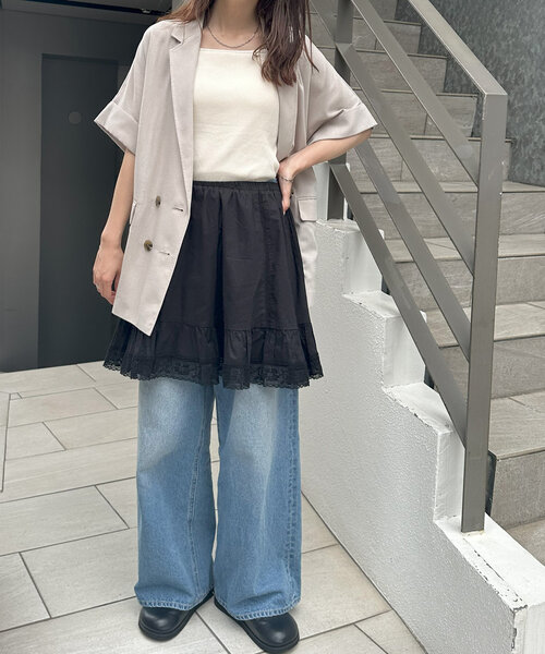 DISCOAT（ディスコート）の「【umm.】2WAYフレアミニスカート（スカート・レディース・ブラック/オフホワイト・FREE）」の7枚目の写真