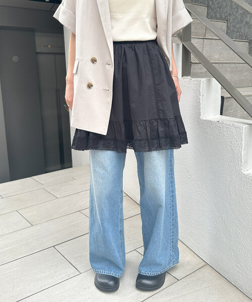 DISCOAT（ディスコート）の「【umm.】2WAYフレアミニスカート（スカート・レディース・ブラック/オフホワイト・FREE）」の8枚目の写真