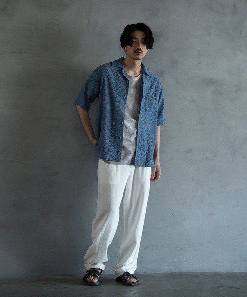 RATTLE TRAP（ラトルトラップ）の「エンブロイダリーシレーオープンカラーシャツ（シャツ/ブラウス・メンズ・ホワイト/サックスブルー/ブラック・M/L/LL）」の16枚目の写真