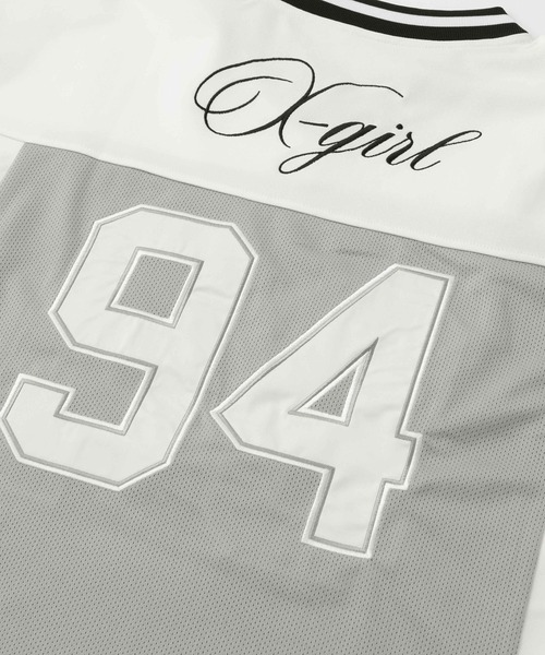 X-girl（エックスガール）の「FOOTBALL TEE DRESS（ワンピース・レディース・ホワイト/ライトブルー/ブラック・S/M）」の11枚目の写真