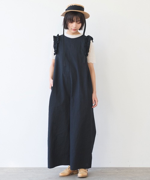 ビュルデサボン　リネンフリルサロペット bulle de savon（ビュルデサボン）の「LINEN washer furill