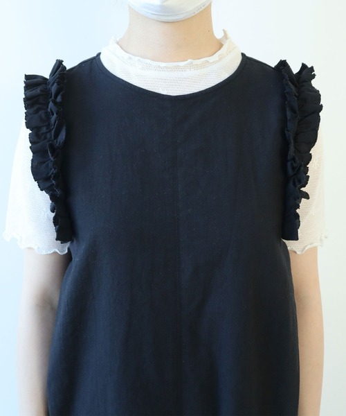 bulle de savon（ビュルデサボン）の「リネン/コットン ナチュラルトリプルワッシャー frill オールインワン（つなぎ/オールインワン・レディース・ブラック・FREE）」の12枚目の写真