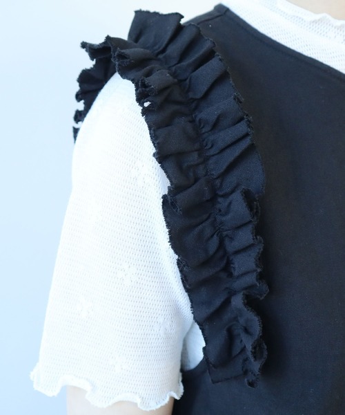 bulle de savon（ビュルデサボン）の「リネン/コットン ナチュラルトリプルワッシャー frill オールインワン（つなぎ/オールインワン・レディース・ブラック・FREE）」の14枚目の写真