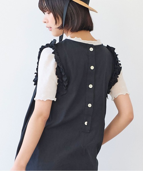 bulle de savon（ビュルデサボン）の「リネン/コットン ナチュラルトリプルワッシャー frill オールインワン（つなぎ/オールインワン・レディース・ブラック・FREE）」の22枚目の写真