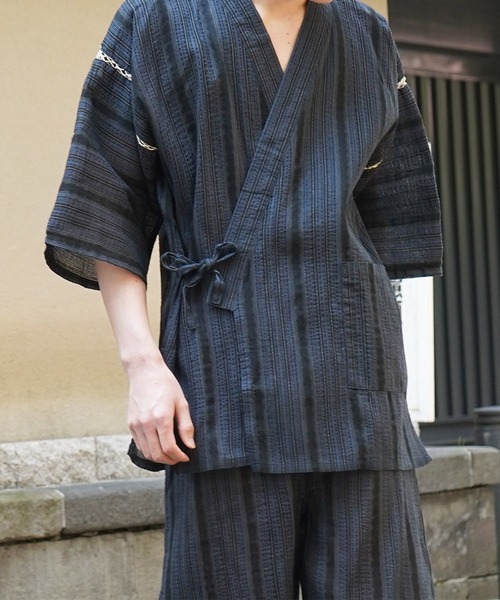 kujaku 羽織 コート ブラック 浴衣 甚平 16ss kingyo-kuro1-3.jpg?v=1751523734