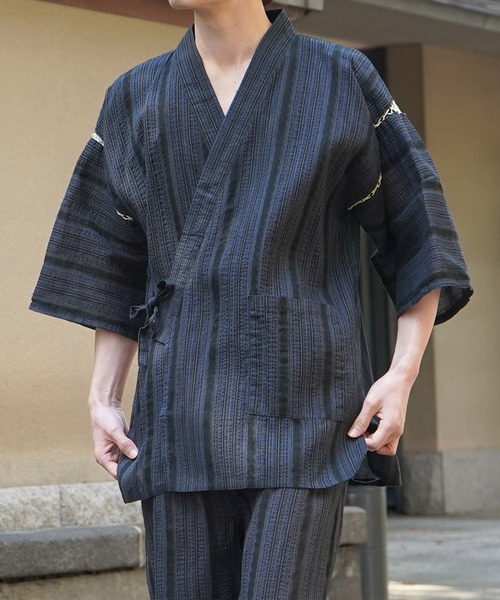 25SS 縞しじら織り甚平 上下セット（浴衣）｜Confirm（コン