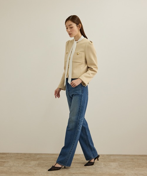 セール】金ボタンニットジャケット（ノーカラージャケット）｜ROPE