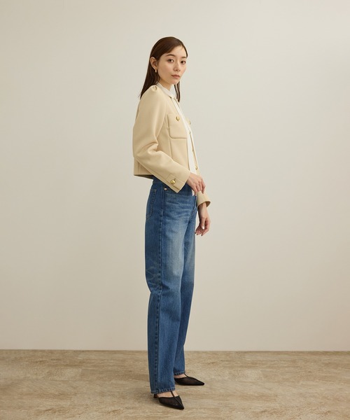 ROPE'(ロペ)の「金ボタンニットジャケット(ノーカラージャケット・レディース・ベージュ/ネイビー・38/36)」の22枚目の写真