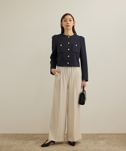 ROPE'(ロペ)の「金ボタンニットジャケット(ノーカラージャケット・レディース・ベージュ/ネイビー・38/36)」の16枚目の写真