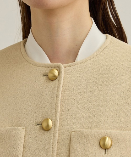 セール】金ボタンニットジャケット（ノーカラージャケット）｜ROPE