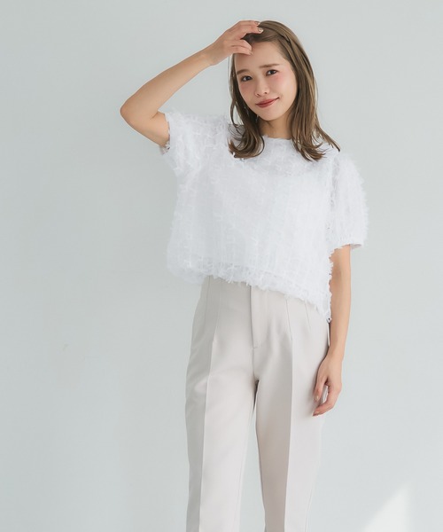 coca(coca)(コカ)の「リボンチュールブラウス(シャツ/ブラウス・レディース・ホワイト/ブラック・S/L/M)」の3枚目の写真