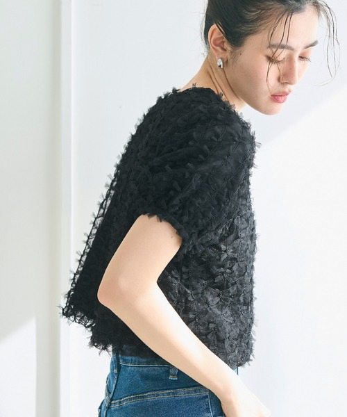 coca(coca)(コカ)の「リボンチュールブラウス(シャツ/ブラウス・レディース・ホワイト/ブラック・S/L/M)」の7枚目の写真